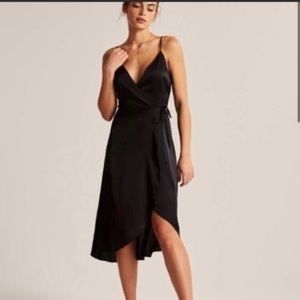 Abercrombie Black Satin Wrap Dress